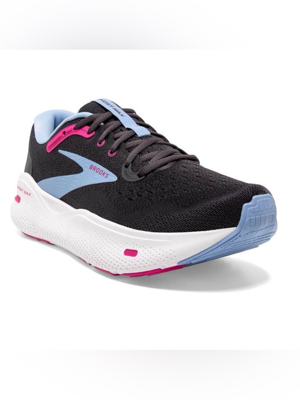 Brooks Ghost Max Ladies Size 10 Black Blue Pink Running Athletic Sporty Comfy